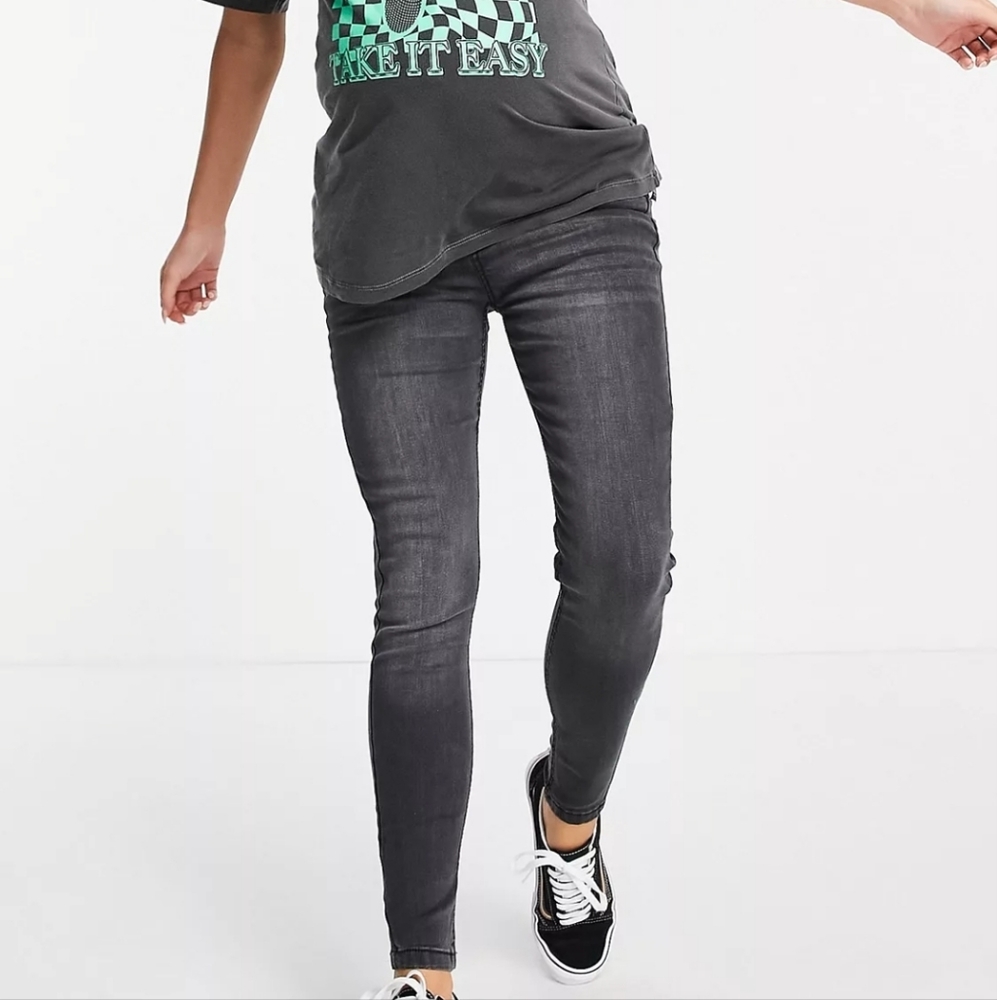 COPY - DTT Maternity Ellie under the bump skinny jeans in washed black UK14